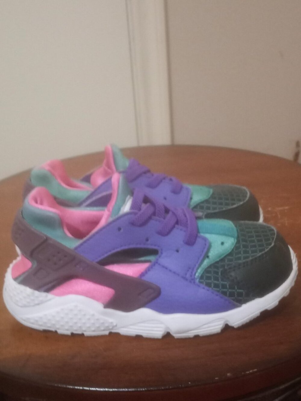 Nike Toddler Huarache Run Ultra Green/Purple Running Sneakers SZ 10C BQ7098-300